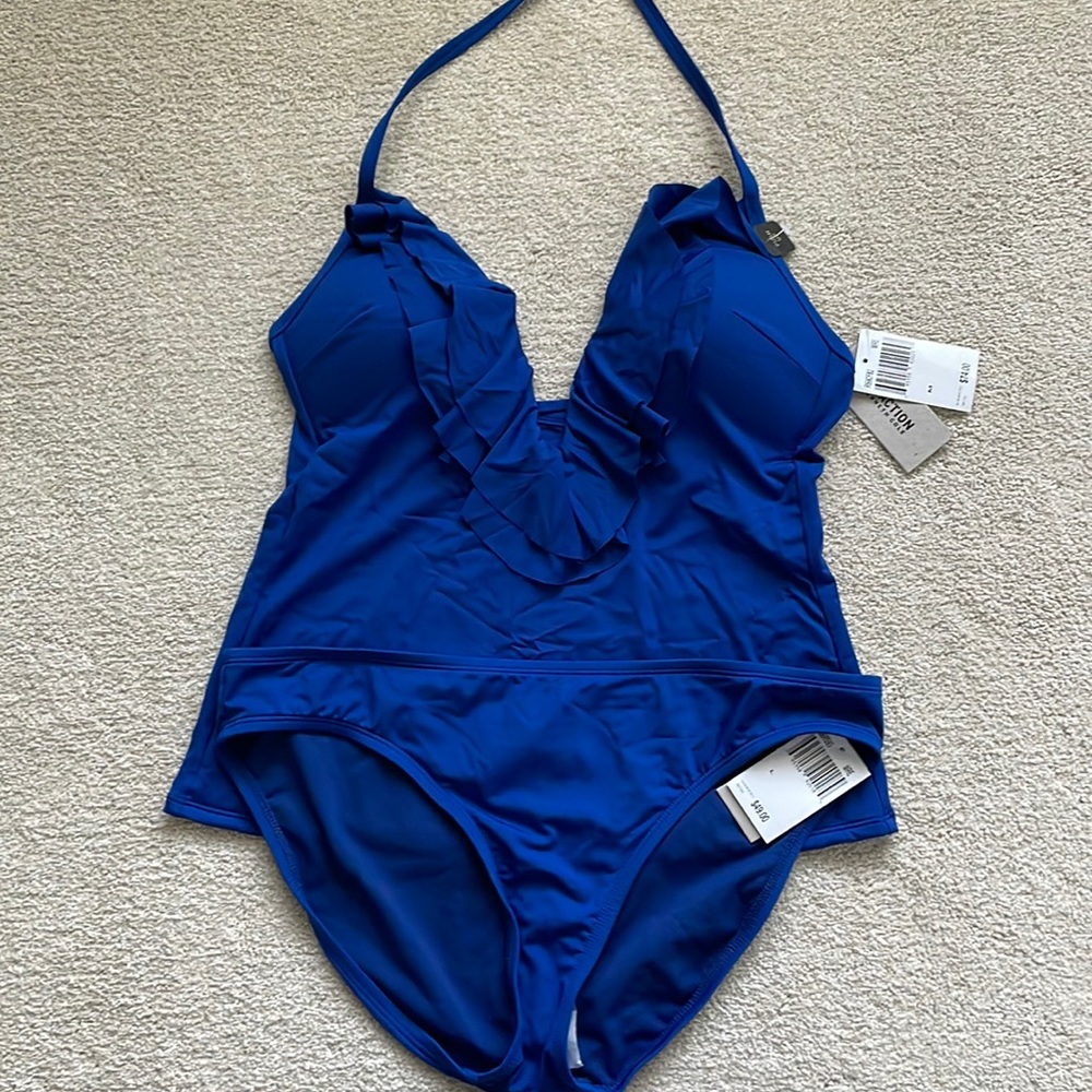 NEW Kenneth Cole Reaction Tankini!  Slightly padded Push Up Top. Ruffles!!